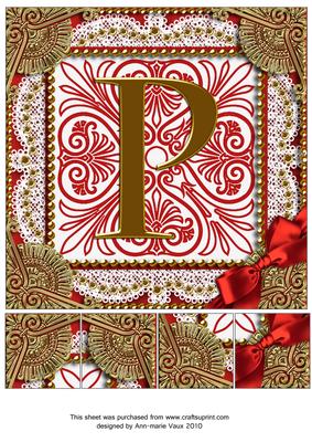 Vinatge Red P Monogram 8inch Picture Sheet