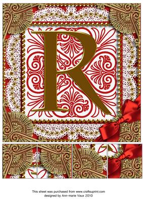 Vinatge Red R Monogram 8inch Picture Sheet
