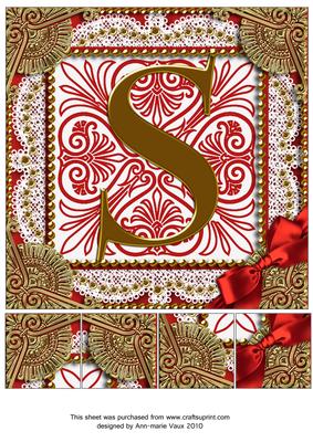 Vinatge Red S Monogram 8inch Picture Sheet