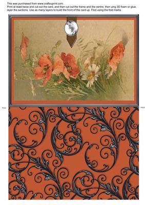 Giant Poppy Black Ironwork Card