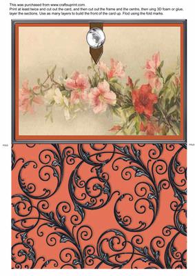 Giant Floral Spray Black Ironwork Card
