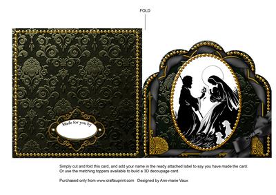 Stable Scene Ornate Scalloped Folded Card