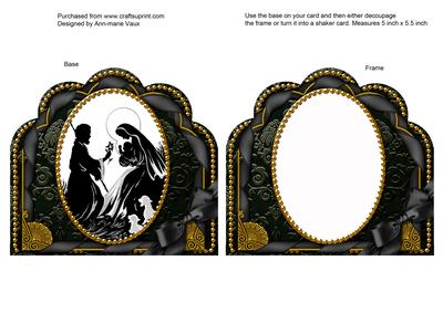 Stable Scene Ornate Scalloped Card Front and Frame