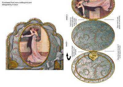 Dancing Couple Ornate Scalloped Picture and Locket