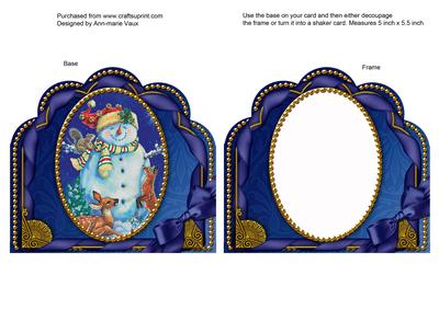 Snowman Ornate Scalloped Card Front and Frame