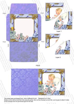 Baby Boy 3in Mini Card Envelope Duo Corner Stacker Aio