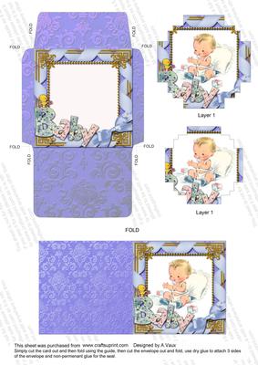 Baby Boy 3in Mini Card Envelope Block Stacker Aio