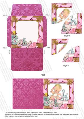 Baby Girl 3in Mini Card Envelope Duo Corner Stacker Aio