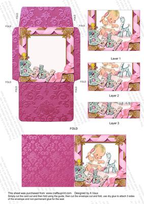 Baby Girl 3in Mini Card Envelope Bottom Stacker Aio