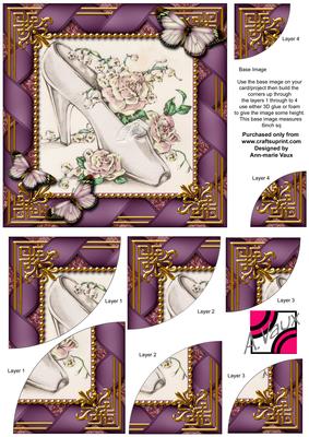 Wedding Shoe Ribbon 6 Inch Duo Corner Stacker Card Front