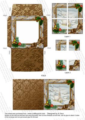 Church Holly Mini Card Envelope 4 Corner Stacker Aio