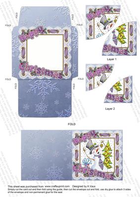 Happy Snowman Mini Card Envelope Duo Corner Stacker Aio