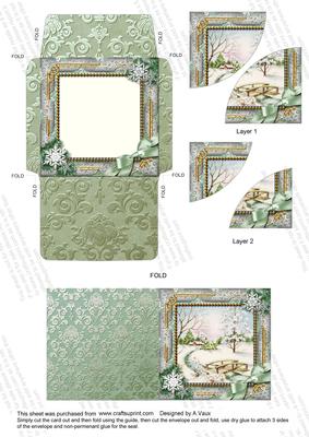 Winter Morning Snow Card Envelope Duo Corner Stacker Aio