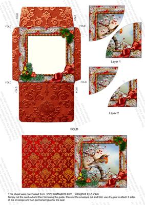 Robin 1 Holly Card Envelope Duo Corner Stacker Aio