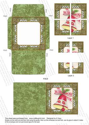 Christmas Bells Mini Card Envelope 4 Corner Stacker Aio