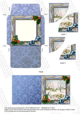 Winter Morning Holly Card Envelope Duo Corner Stacker Aio