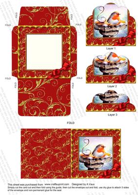Robin Gold Card Envelope Scallop Bottom Stacker Aio