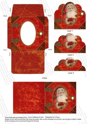 Father Christmas Bk Card Envelope Scallop Bottom Stacker Aio
