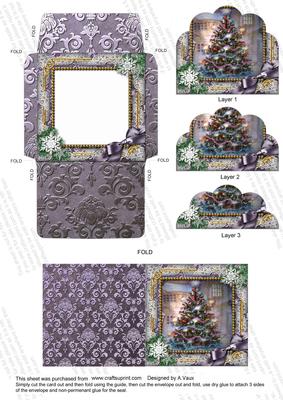 How Tree Looks Snow Card Envelope Scallop Bottom Stacker Aio
