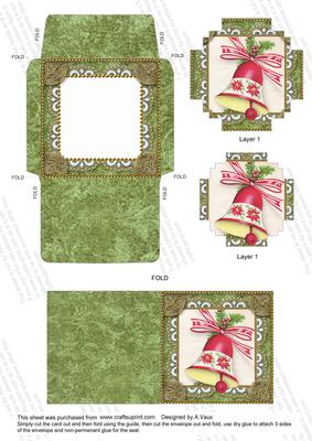 Christmas Bells Mini Card Envelope Block Stacker Aio
