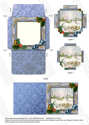 Winter Morning Holly Card Envelope Block Stacker Aio