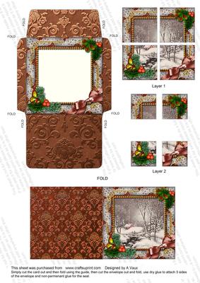 Winter Walk Holly Mini Card Envelope 4 Corner Stacker Aio