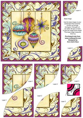 Christmas Decorations Gold 6in Duo Corner Stack Card Front