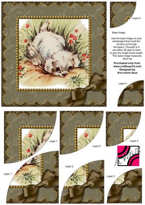 Cute Puppy Scallop 6in Duo Corner Stack Card Front