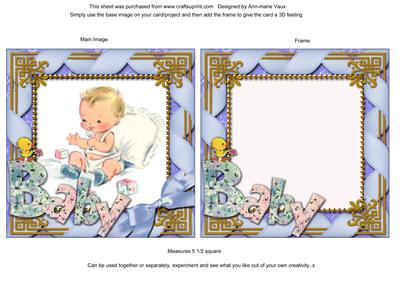 Baby Boy Square Card Front and Frame Shaker