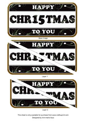 Black Swirl Happy Christmas Number Plate Dl Corner Stacker