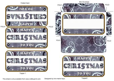 Blue Fancy Christmas Number Plate Mini Card Envelope Aio