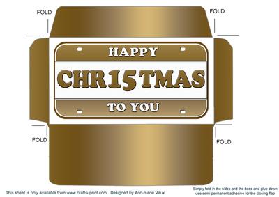 Gold Metallic Happy Christmas Number Plate Envelope