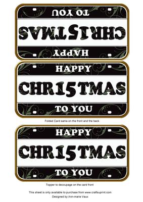 Black Swirl Happy Christmas Number Plate Dl Folded Card