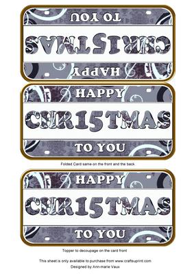 Blue Fancy Happy Christmas Number Plate Dl Folded Card