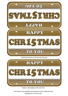 Gold Metallic Happy Christmas Number Plate Dl Folded Card