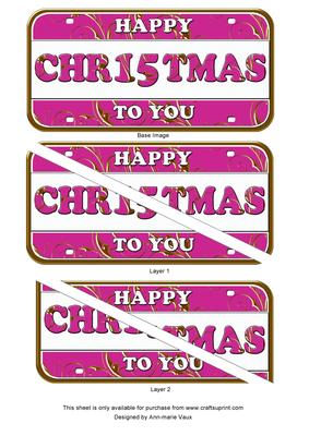 Pink Gold Happy Christmas Number Plate Dl Corner Stacker
