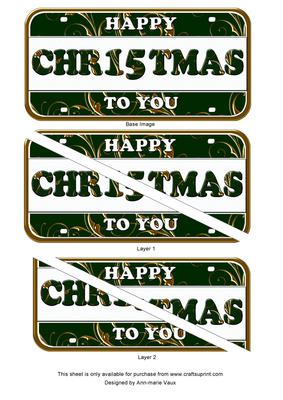 Green Gold Happy Christmas Number Plate Dl Corner Stacker