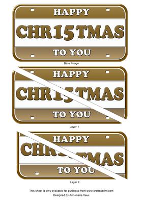 Gold Metallic Happy Christmas Number Plate Dl Corner Stacker