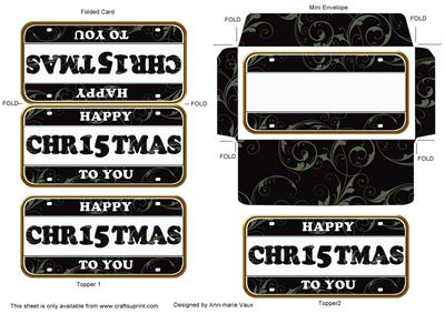 Black Swirl Christmas Number Plate Mini Card Envelope Aio