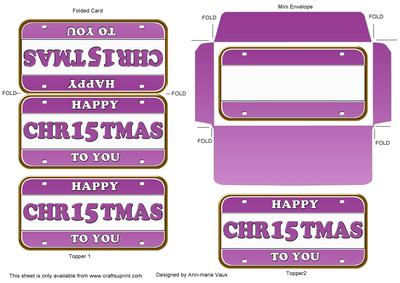 Purple Met Christmas Number Plate Mini Card Envelope Aio