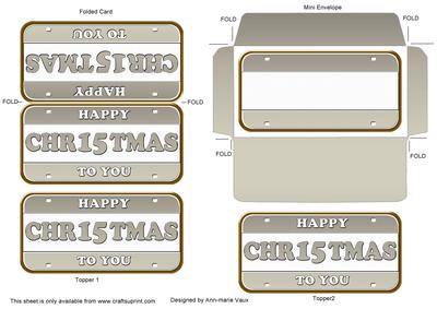 Silver Met Christmas Number Plate Mini Card Envelope Aio