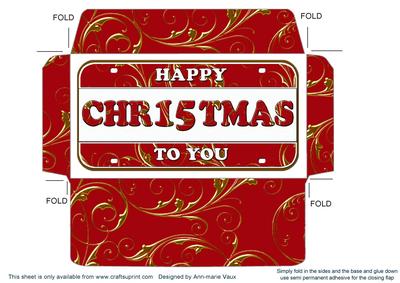 Red Gold Happy Christmas Number Plate Envelope