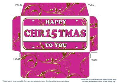 Pink Gold Happy Christmas Number Plate Envelope