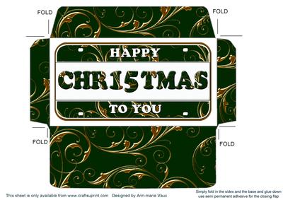 Green Gold Happy Christmas Number Plate Envelope