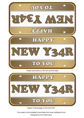 Gold Metallic New Year Number Plate Dl Folded Card