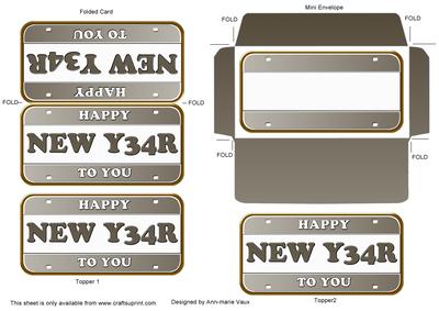Silver Metallic New Year Number Plate Mini Card Envelope Aio