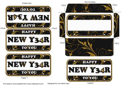 Black Gold New Year Number Plate Mini Card Envelope Aio