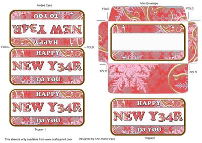 Red Snow New Year Number Plate Mini Card Envelope Aio