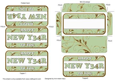 Sage Gold New Year Number Plate Mini Card Envelope Aio