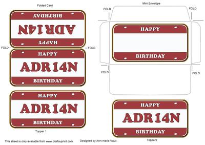Adrian Happy Birthday Number Plate Mini Card Envelope Aio